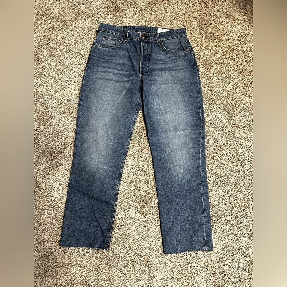 Rag & Bone Nina High Rise Straight Ankle Cigarette Cotton Raw Hem 29 Blue NWT - Picture 5 of 16